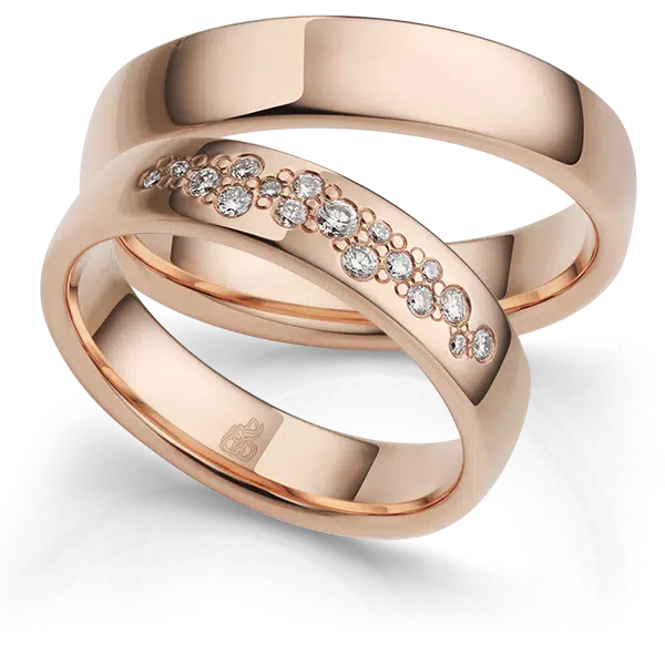 006 Brillant Trauringe 18kt Rosegold Mit Stein Besetzt Rauschmayer Trauringmanufaktur